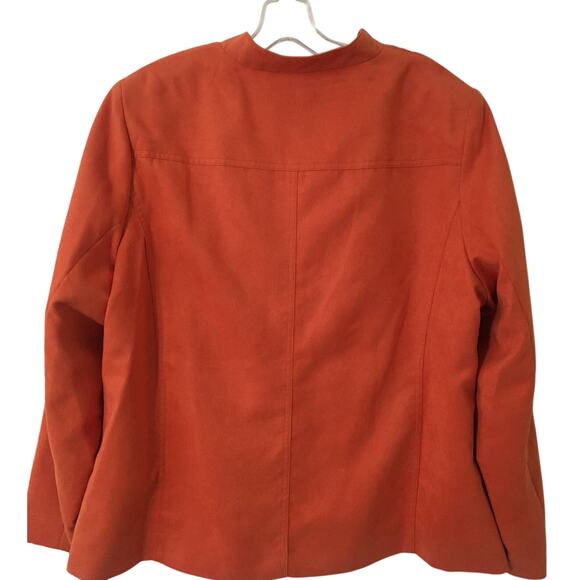 Beautiful Orange TanJay Size 18 Zippered Jacket, Studs, Small Pockets Faux Suede - Picture 2 of 3